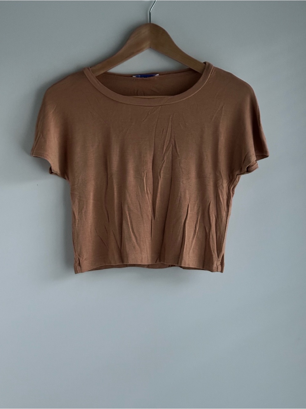 Zara Short Sleeve Crop Top - Caramel S
